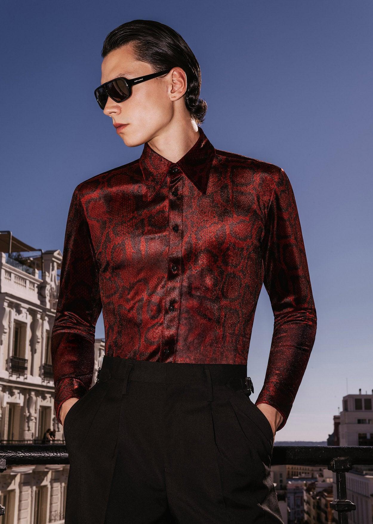 Red Velvet Snake Effect Shirt - Image 4