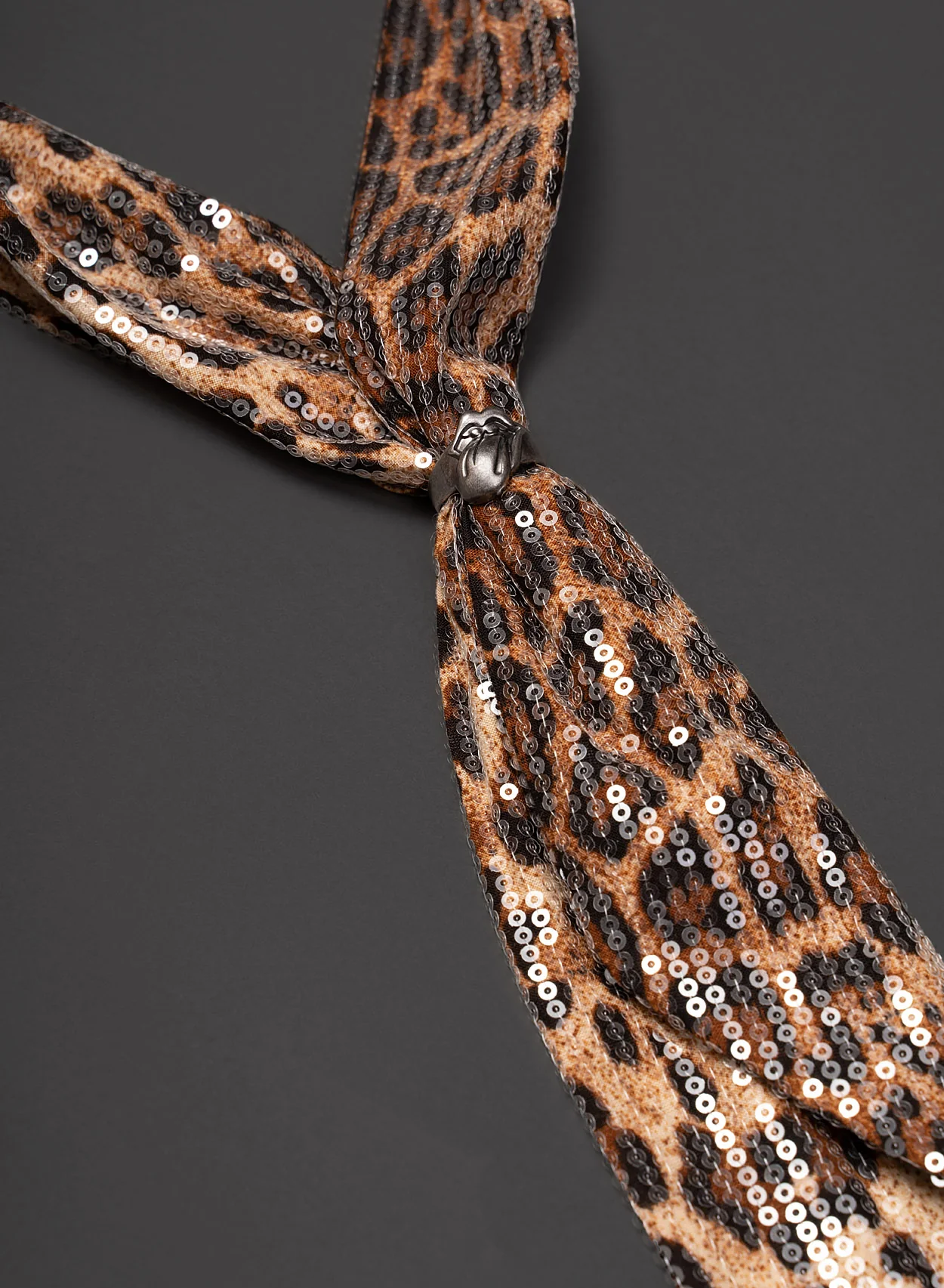 Phix X Rolling Stones Brown Leopard Print Sequin Scarf - Image 3