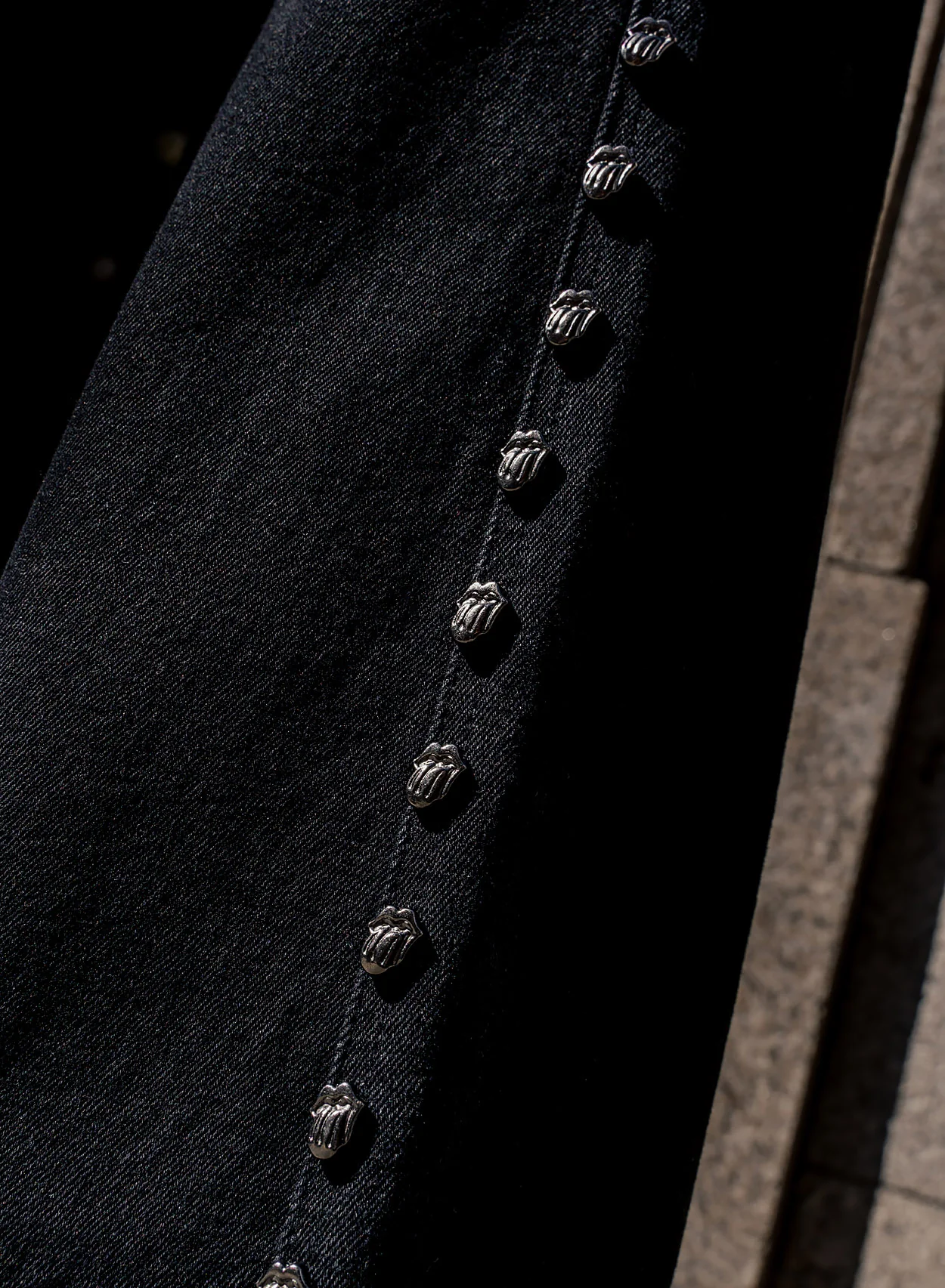 Phix X Rolling Stones Black Leg Studded Logo Denim Flare - Image 4