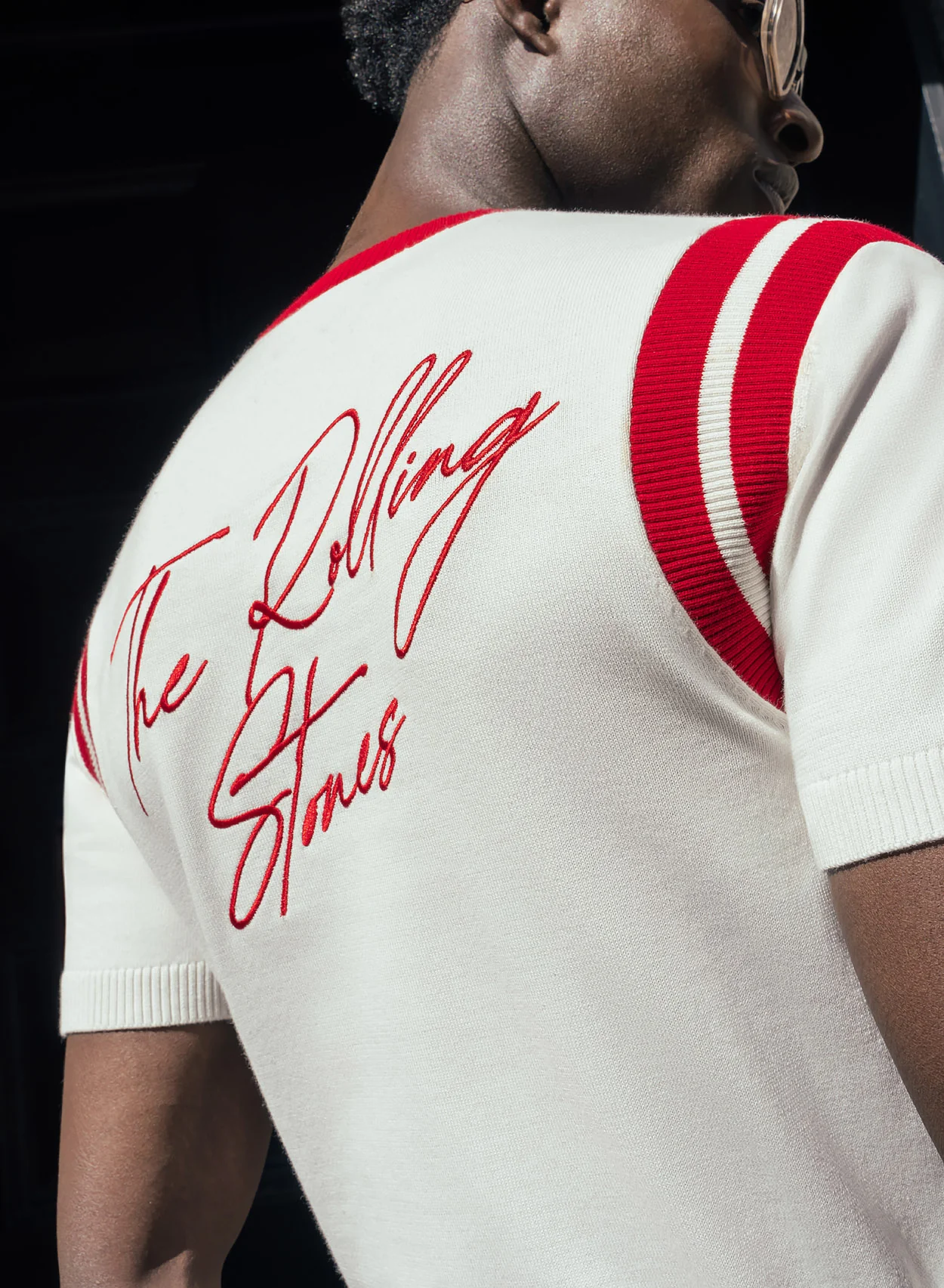 Phix X Rolling Stones White Cotton Tongue Ribbed 70's Polo Shirt - Image 5
