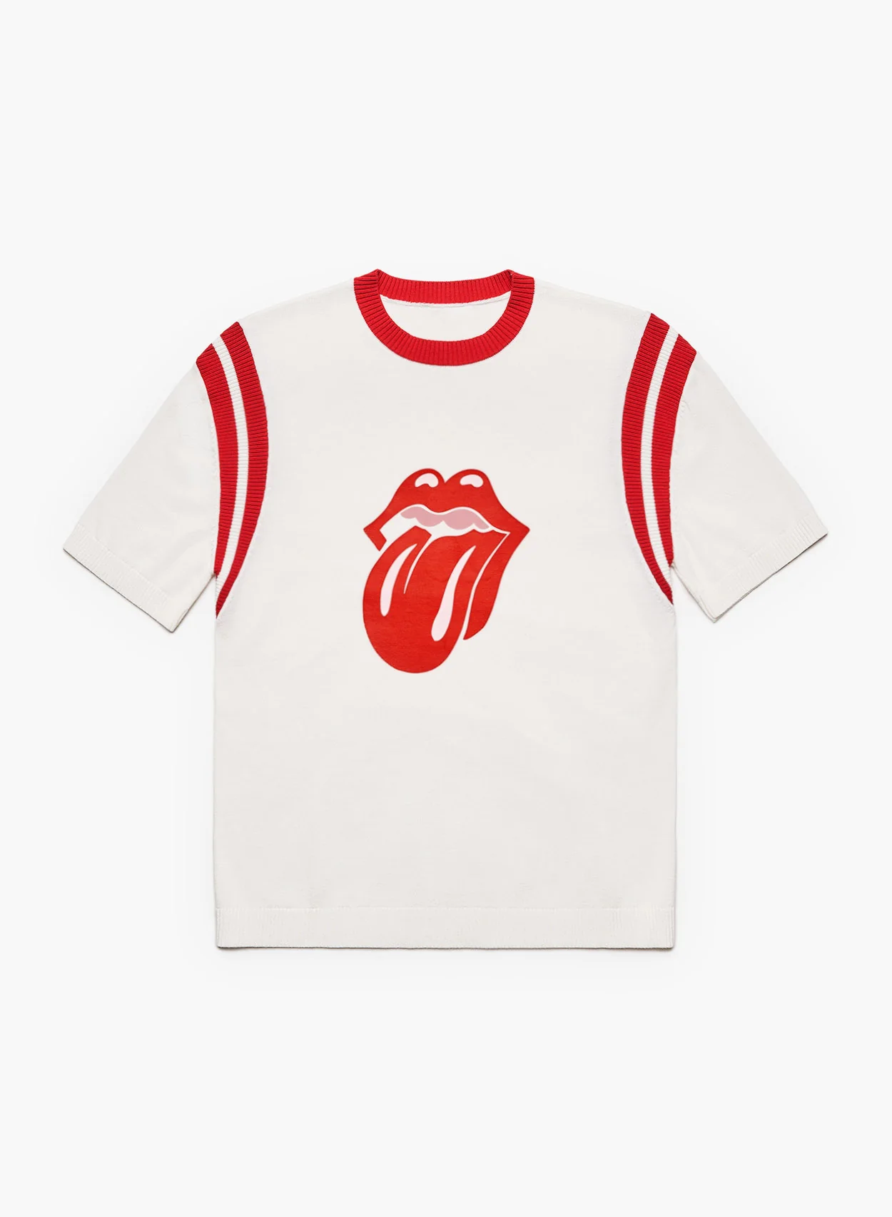 Phix X Rolling Stones White Cotton Tongue Ribbed 70's Polo Shirt - Image 7