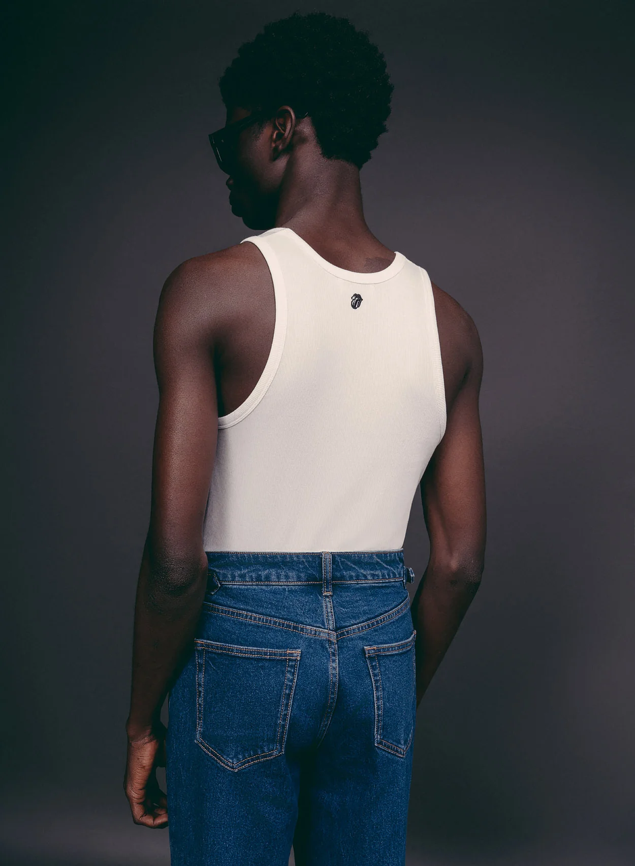 Phix X Rolling Stones White Ribbed Black Embroidered Vest - Image 5