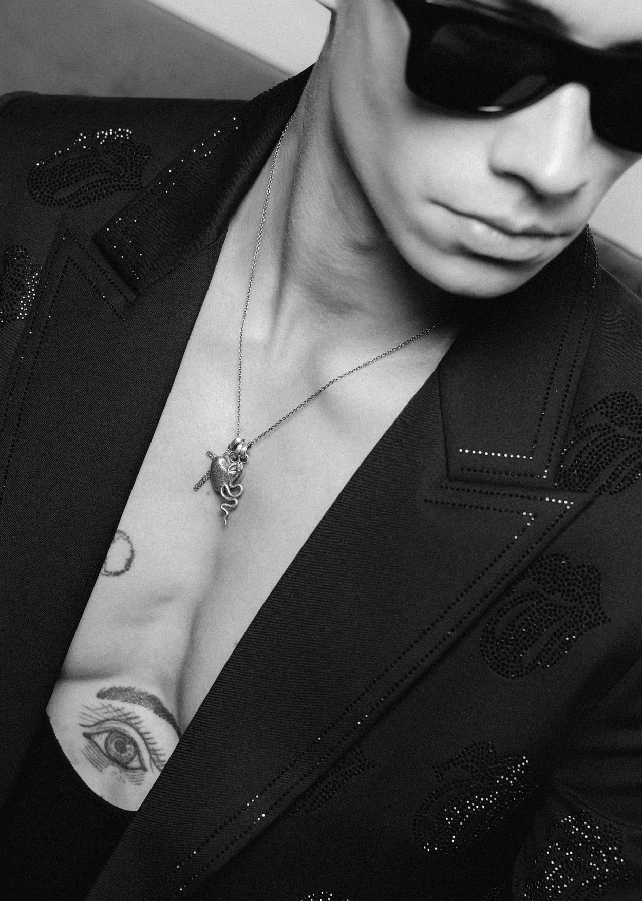 Phix X Rolling Stones Black Rhinestone Tongue Blazer - Image 2
