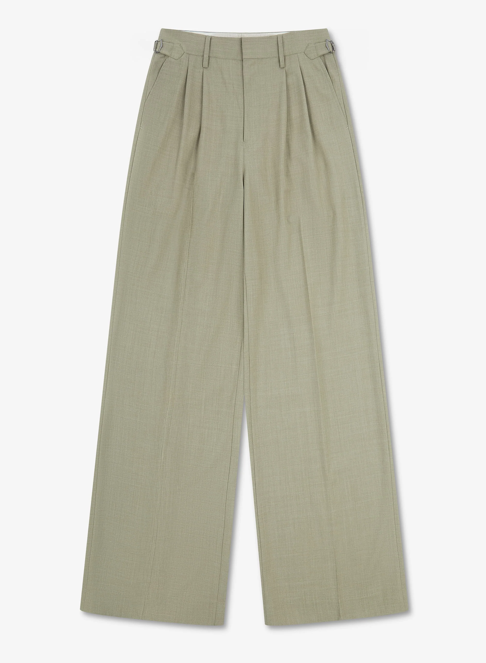 Sage Green High Waisted Side Buckle Trousers - Image 7