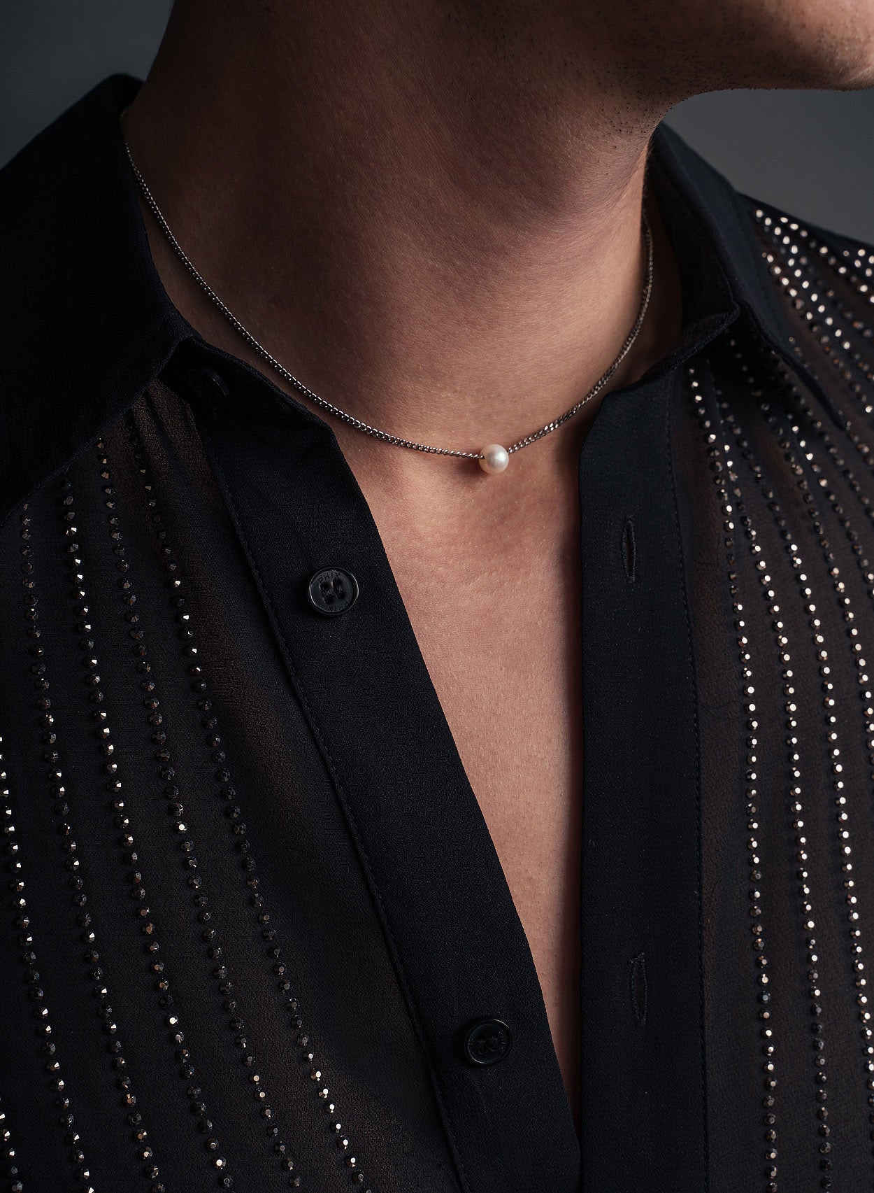 Real Pearl 2mm Silver Chain Necklace - Image 4