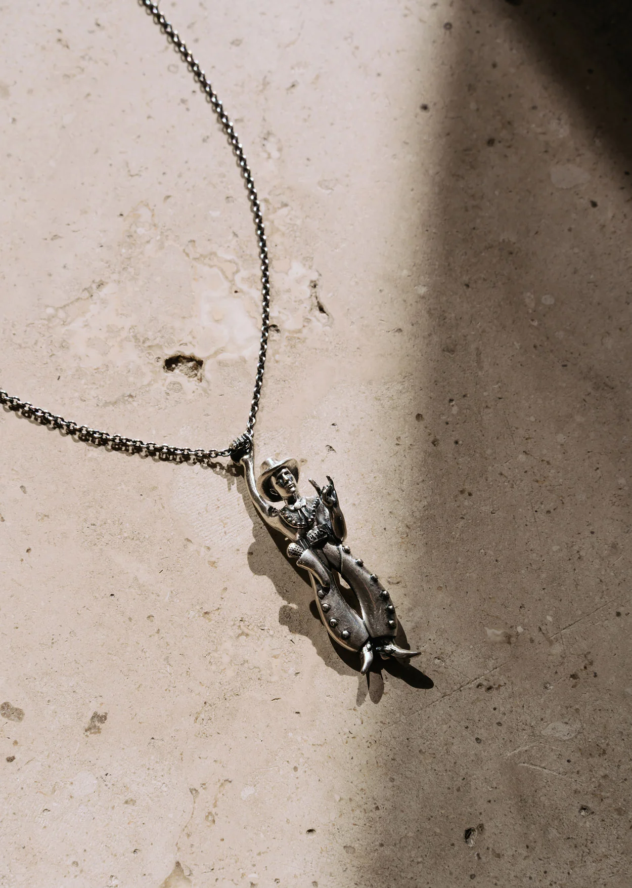 Silver Cowboy Pendant Necklace - Image 4