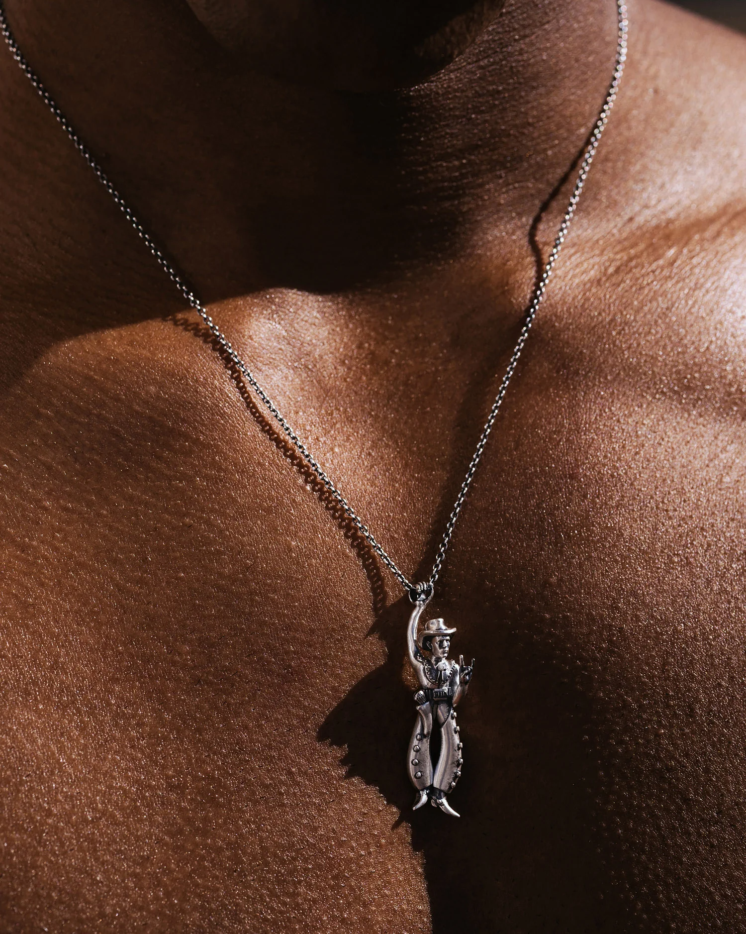 Silver Cowboy Pendant Necklace - Image 5