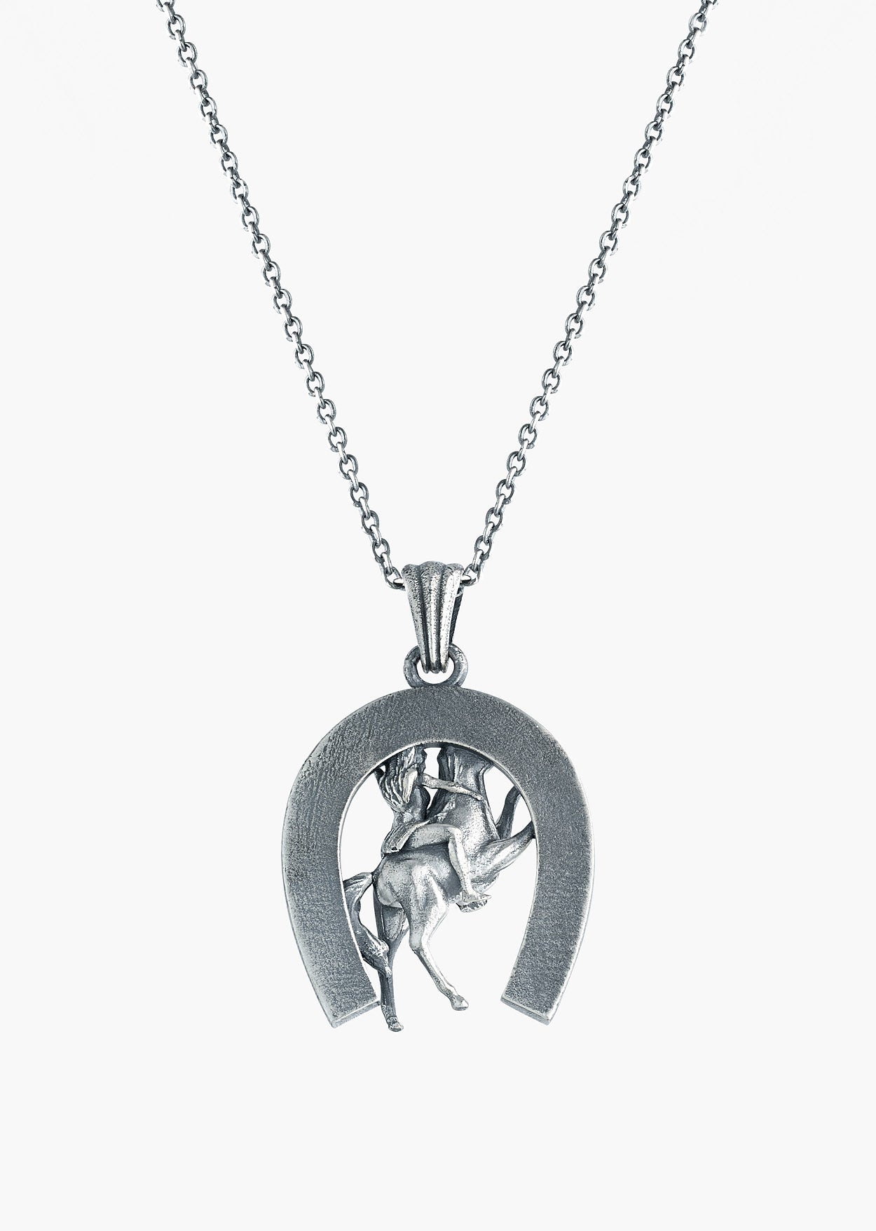 Silver Cowgirl Horseshoe Pendant Necklace - Image 3