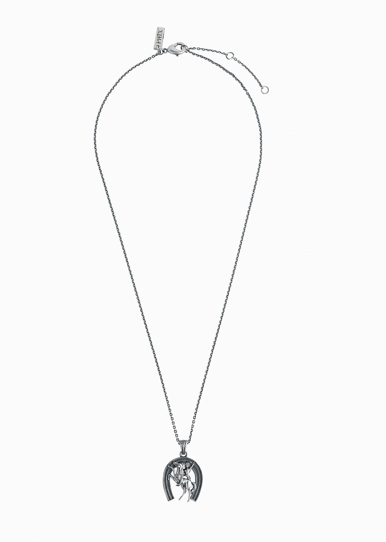 Silver Cowgirl Horseshoe Pendant Necklace - Image 4