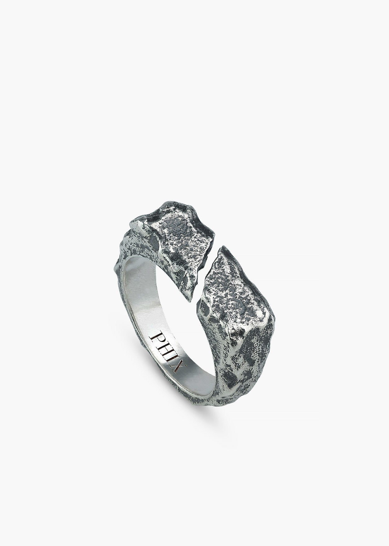 Silver Cracked Distressed Ring - Image 3