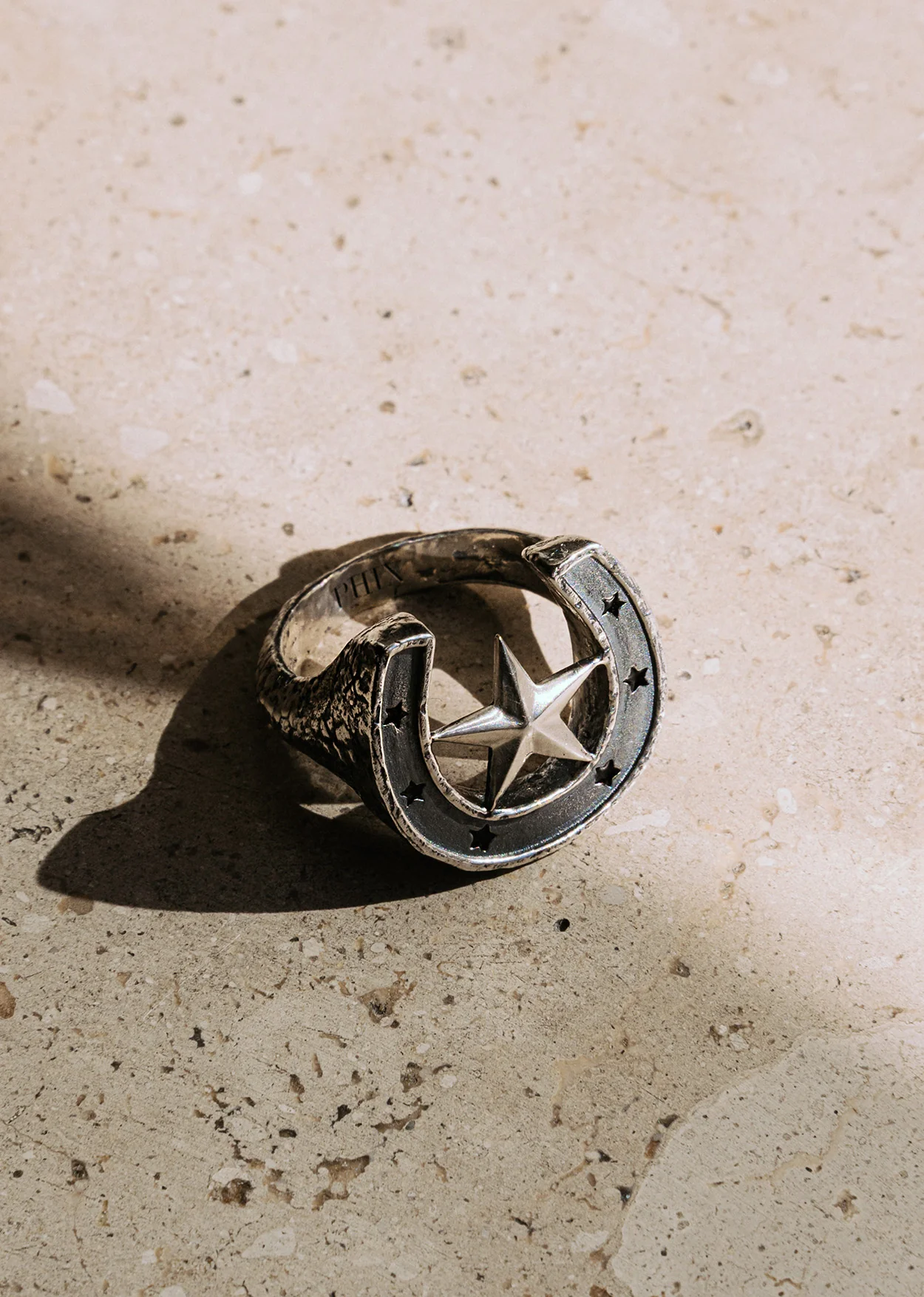 Silver Horseshoe Star Ring
