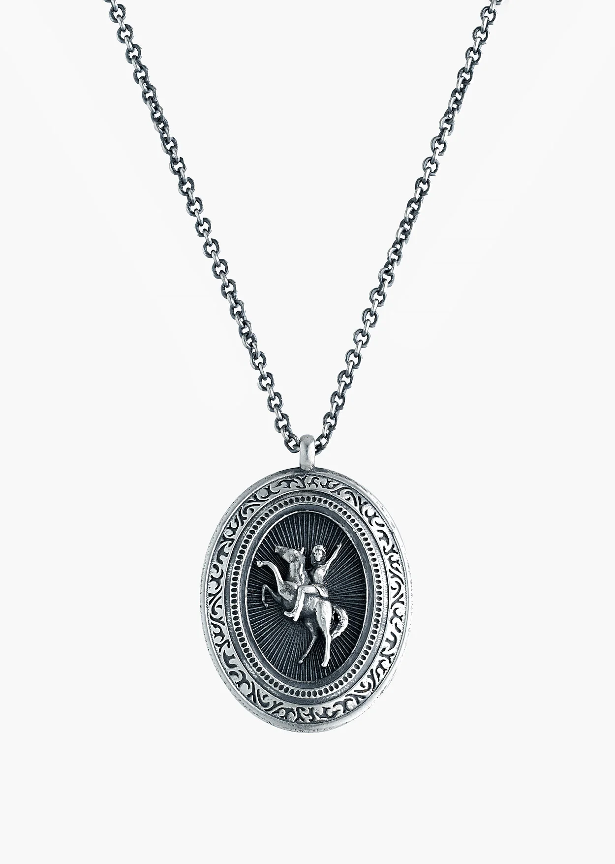 Silver Oval Western Cowgirl Pendant Necklace - Image 2