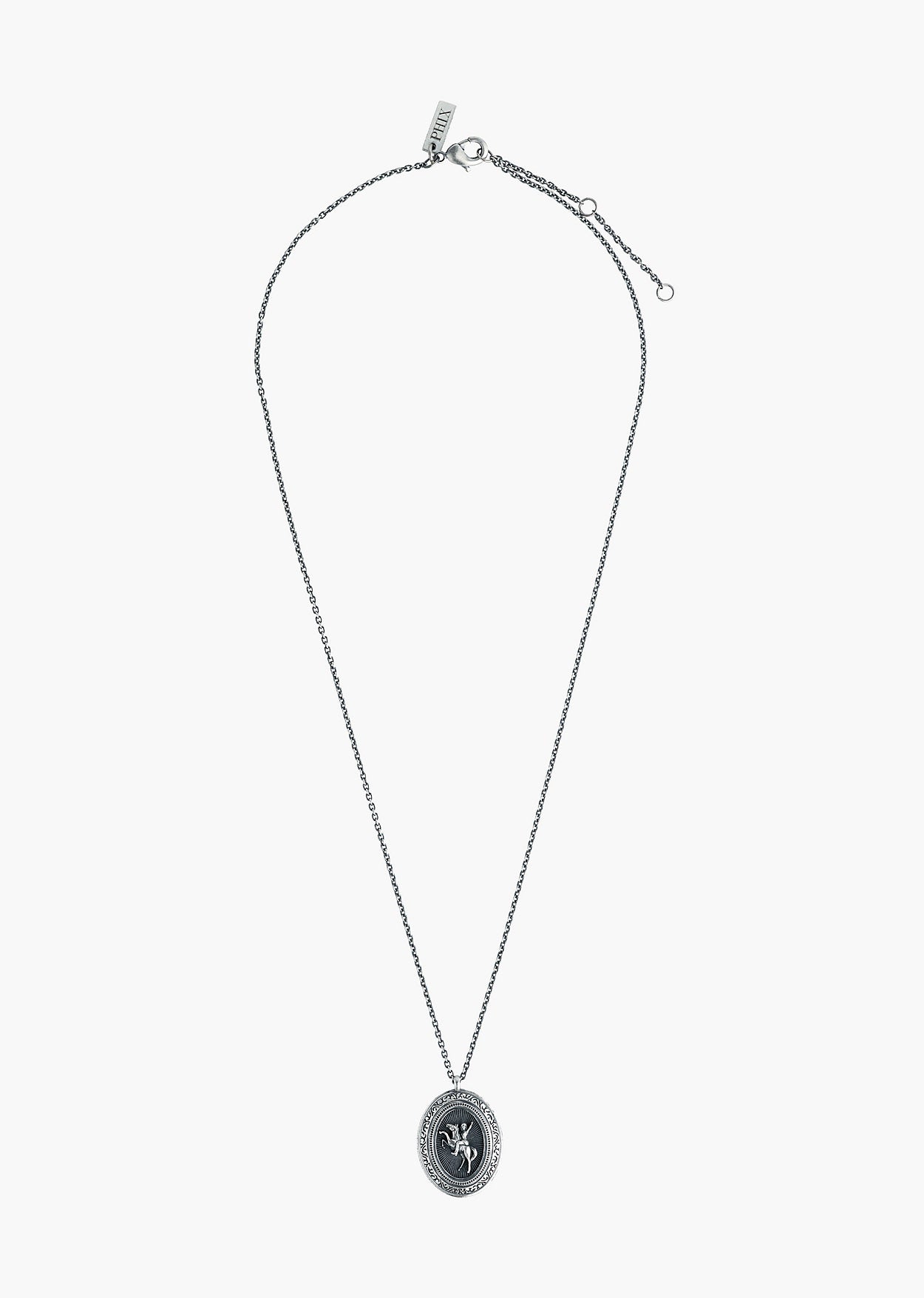 Silver Oval Western Cowgirl Pendant Necklace - Image 4