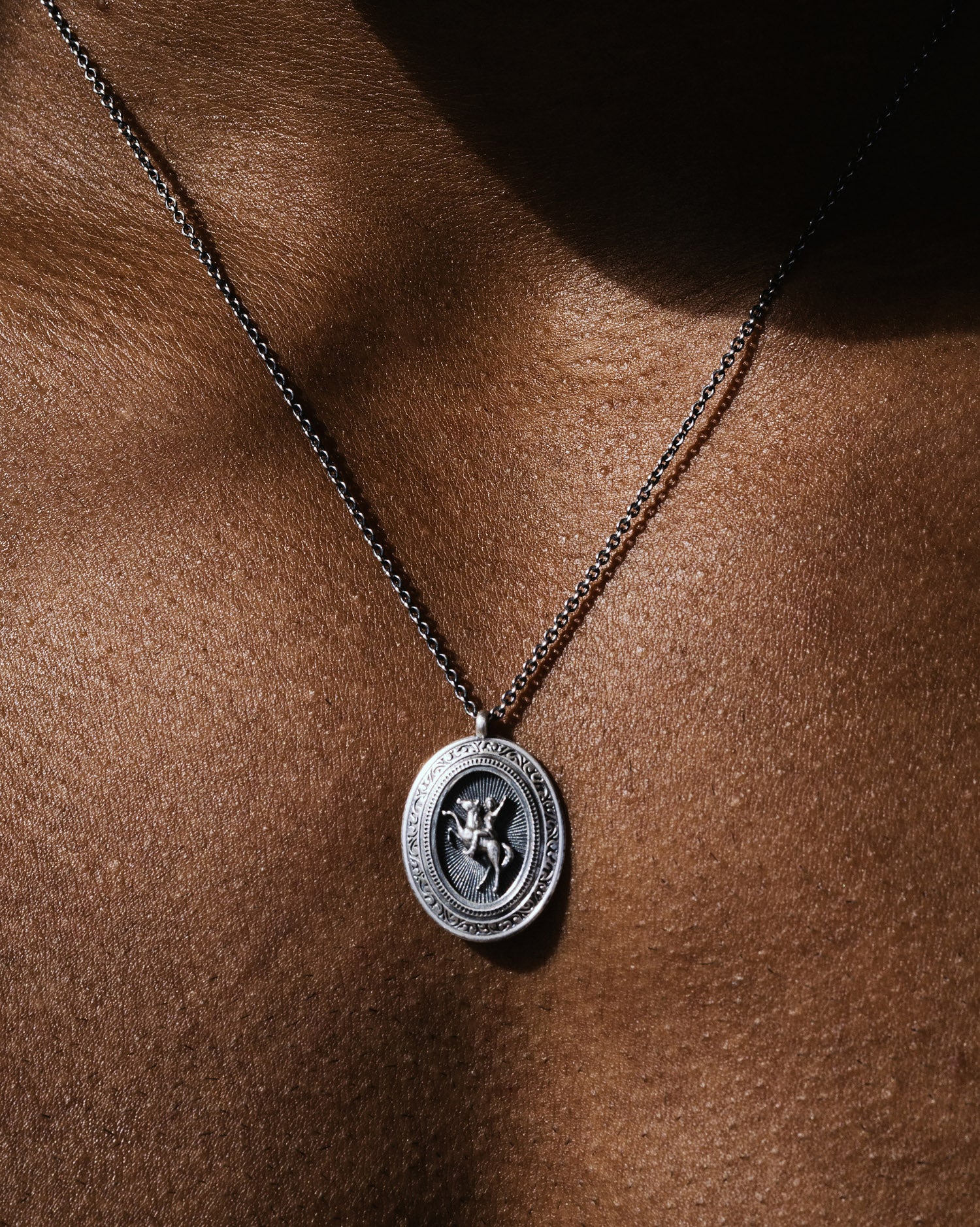 Silver Oval Western Cowgirl Pendant Necklace - Image 5