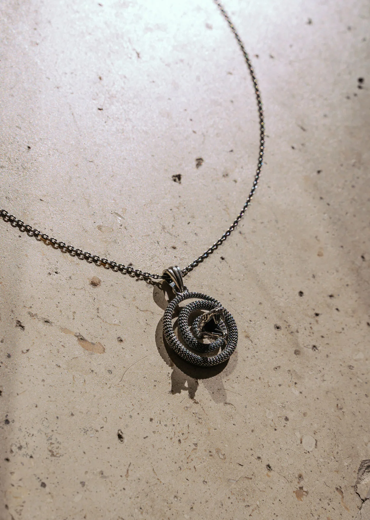 Silver Serpent Coil Necklace - Image 4