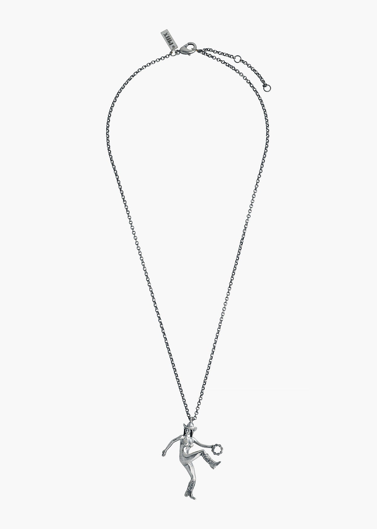 Silver Tambourine Girl Pendant Necklace - Image 2