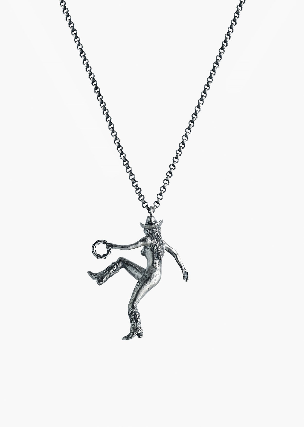 Silver Tambourine Girl Pendant Necklace - Image 3