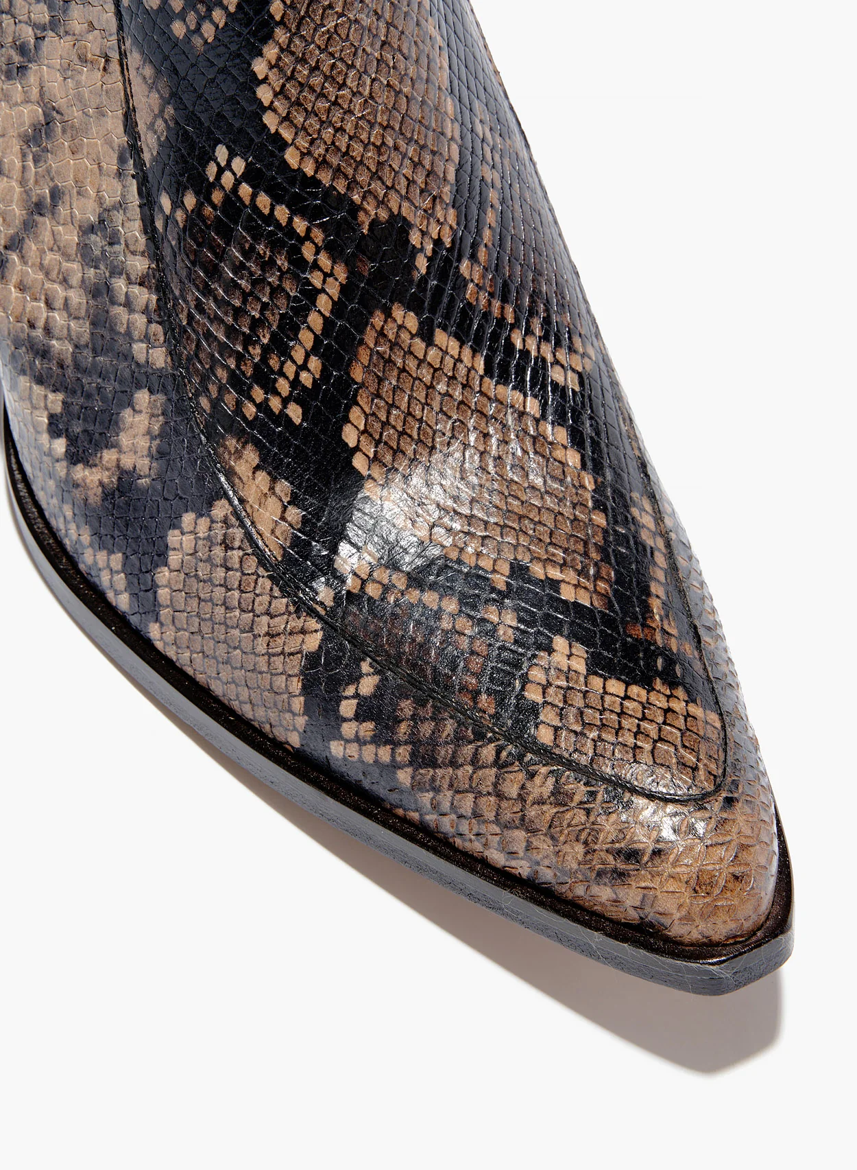 Soho 60mm Brown Snake Effect Leather Boots - Image 5