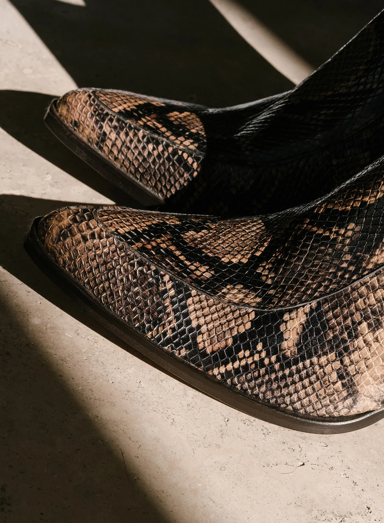 Soho 60mm Brown Snake Effect Leather Boots - Image 7