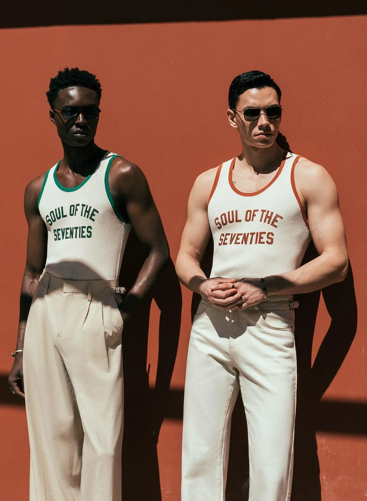 Soul of the Seventies Off White Orange Trim Ribbed Vest - Image 3