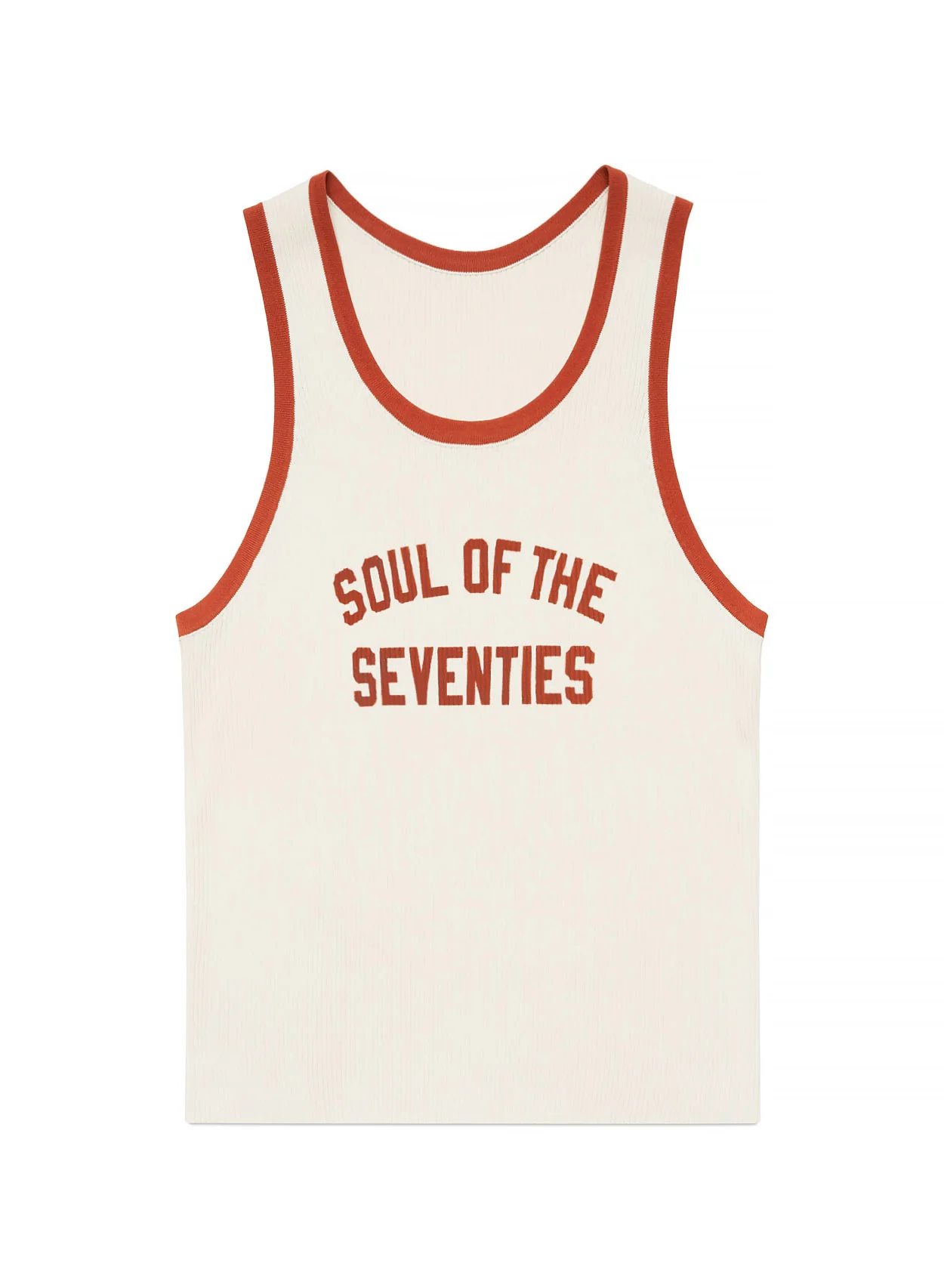 Soul of the Seventies Off White Orange Trim Ribbed Vest - Image 5
