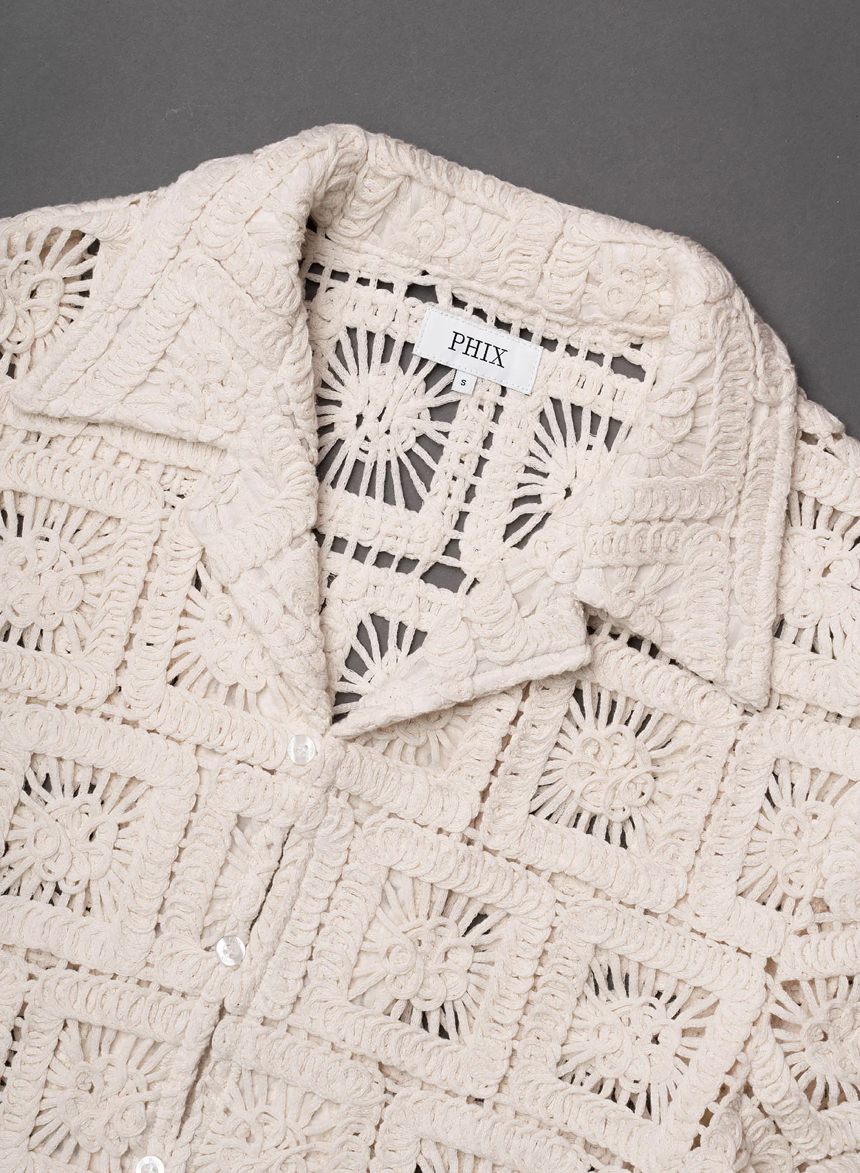 Square Crochet Geometric Cuban Shirt - Image 3