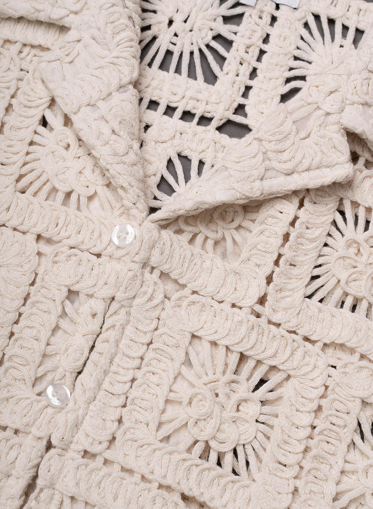 Square Crochet Geometric Cuban Shirt - Image 5