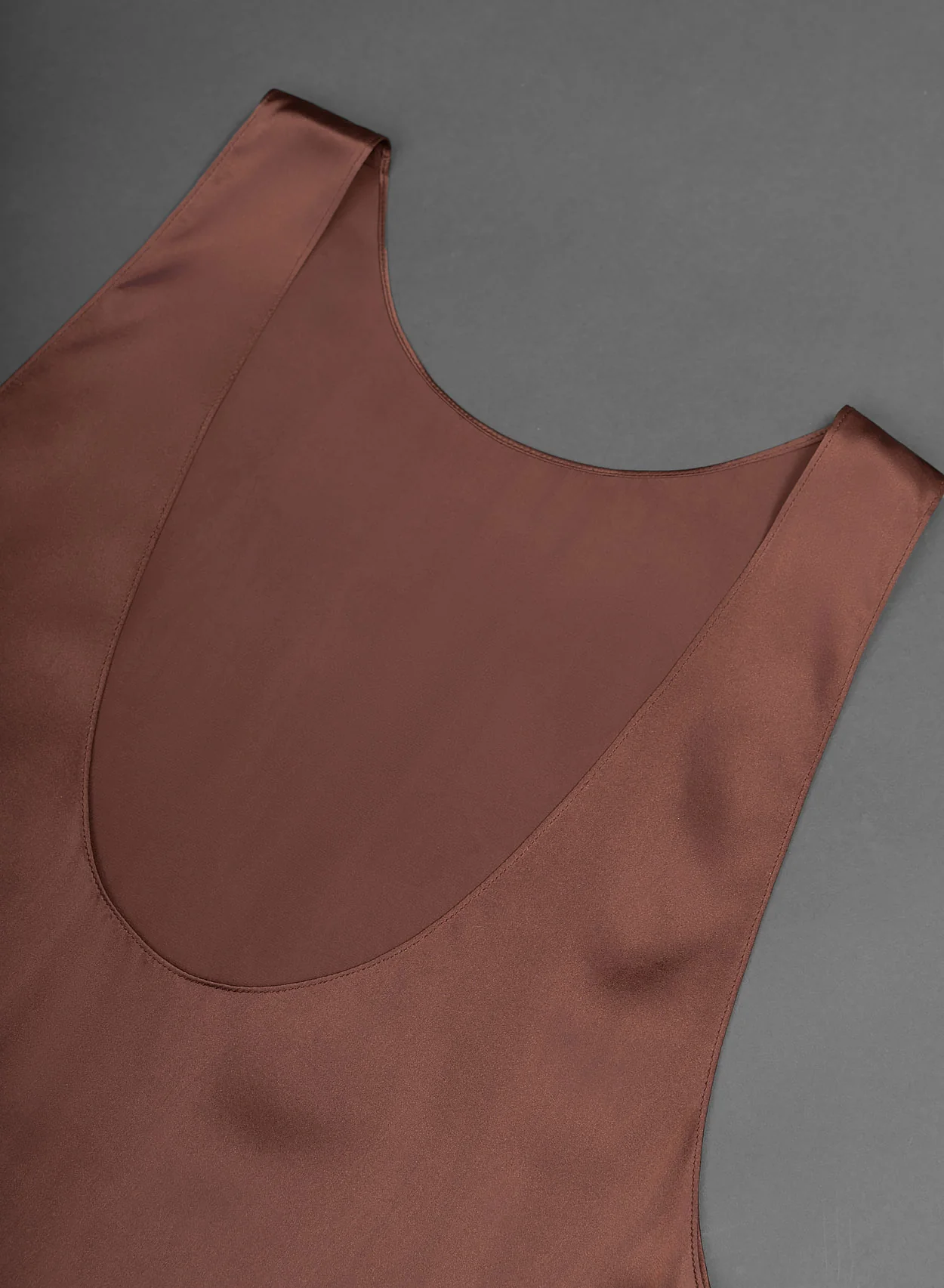 Brown Rust Silk Scoop Neck Vest - Image 3