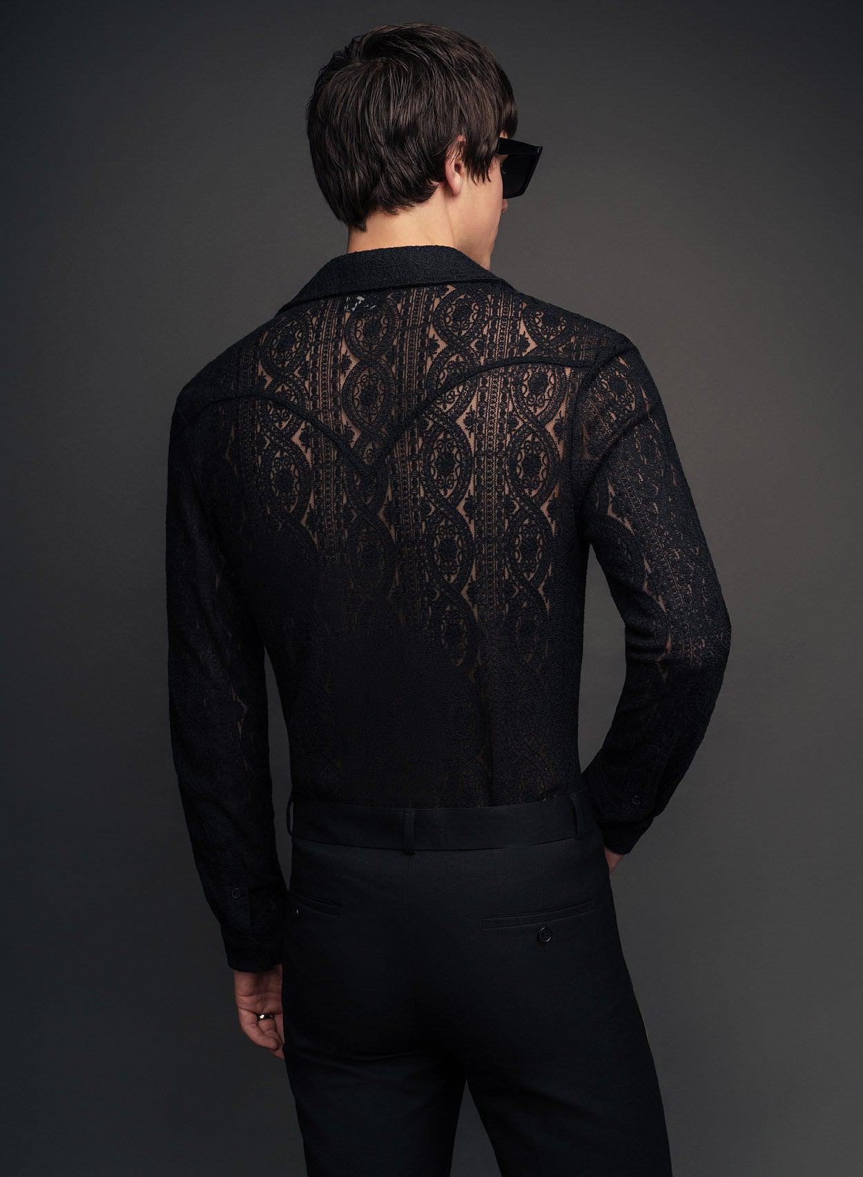 Western Black Lace Embroidery Shirt - Image 4