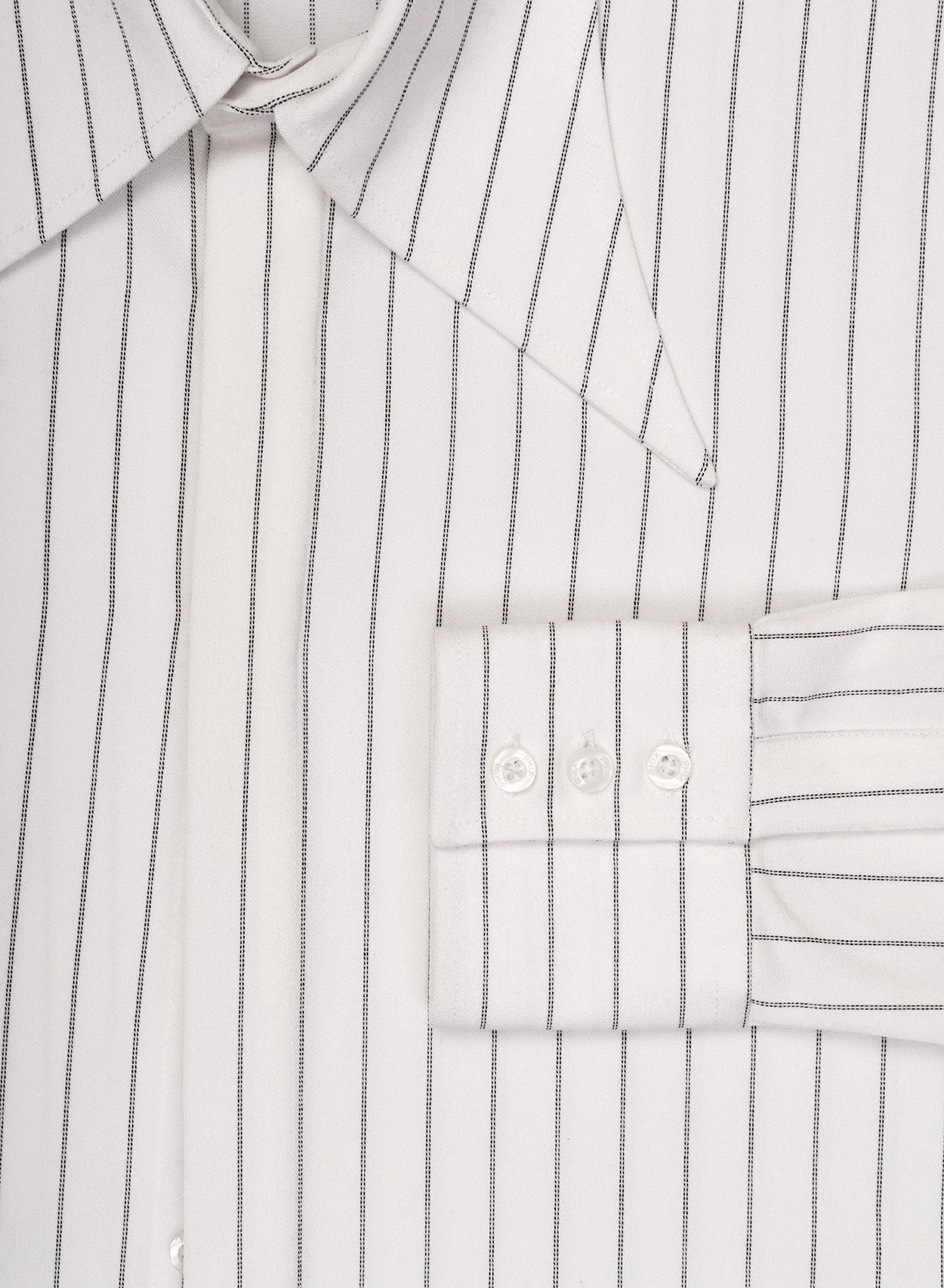 White Pinstripe Dagger Collar Shirt - Image 3
